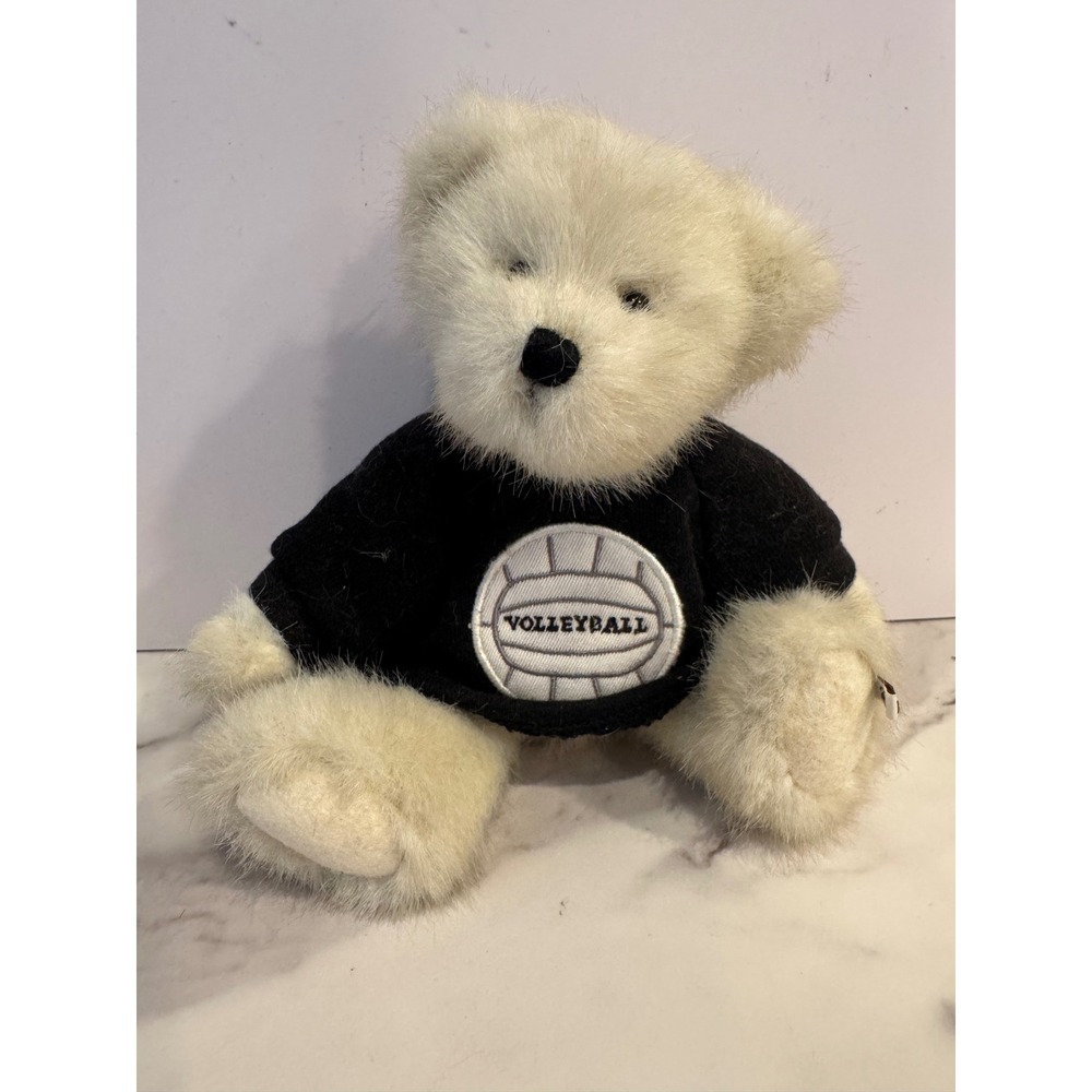 Boyds Collection Teddy Bear Volleyball Player Cream Plush Black Shirt 8 inch